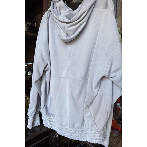 Adidas Men’s XL Tech Hoodie Pale Blue Gray Pullover Athletic Layer - Picture 3 of 4